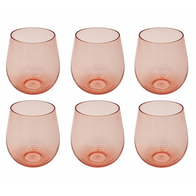 Montana Stemless Wine Glass - Peach - Set of 6