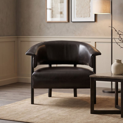 Fauteuil d'appoint à oreilles en similicuir avec accoudoirs rembourrés enveloppants et siège en mousse