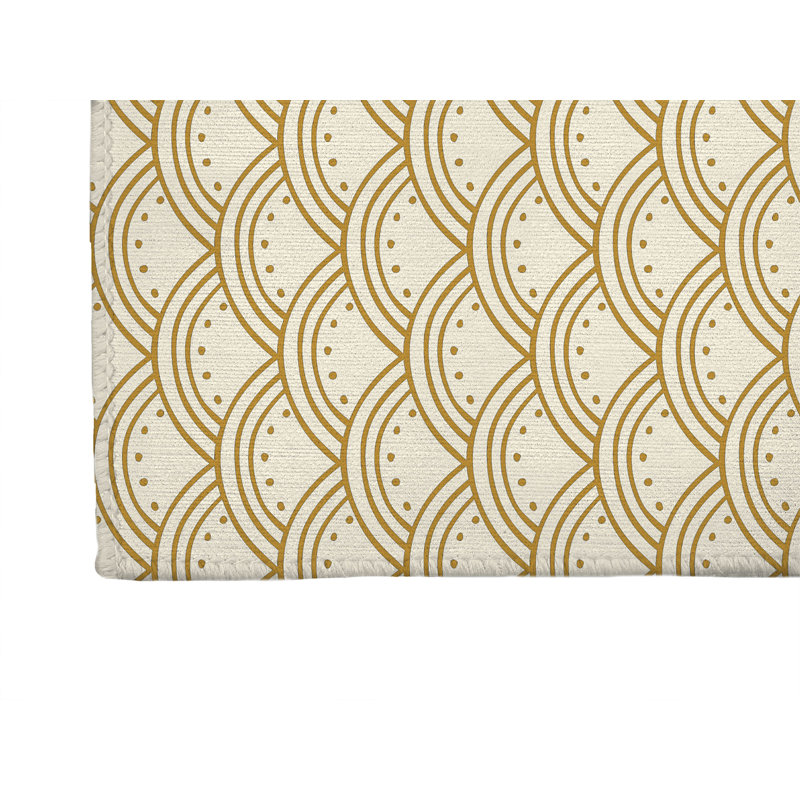 Tapis de cuisine Seigaiha, Rectangle 4' x 6', Golden Ochre Geometric