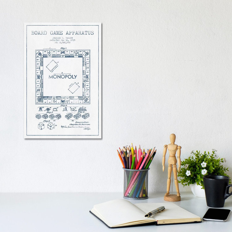 Charles B. Darrow Monopoly Patent Sketch (Ink) by Aged Pixel - Wrapped Canvas Gallery-Wrapped Canvas Giclée