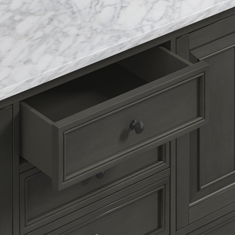 Thompson 61" Double Modern Bathroom Vanity Set, Carrera White, French White, 72"