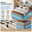 Upholstered Ottoman Storage Bed with LED Lighting and USB Port, Bed with Storage and Headboard-76567625-191157594