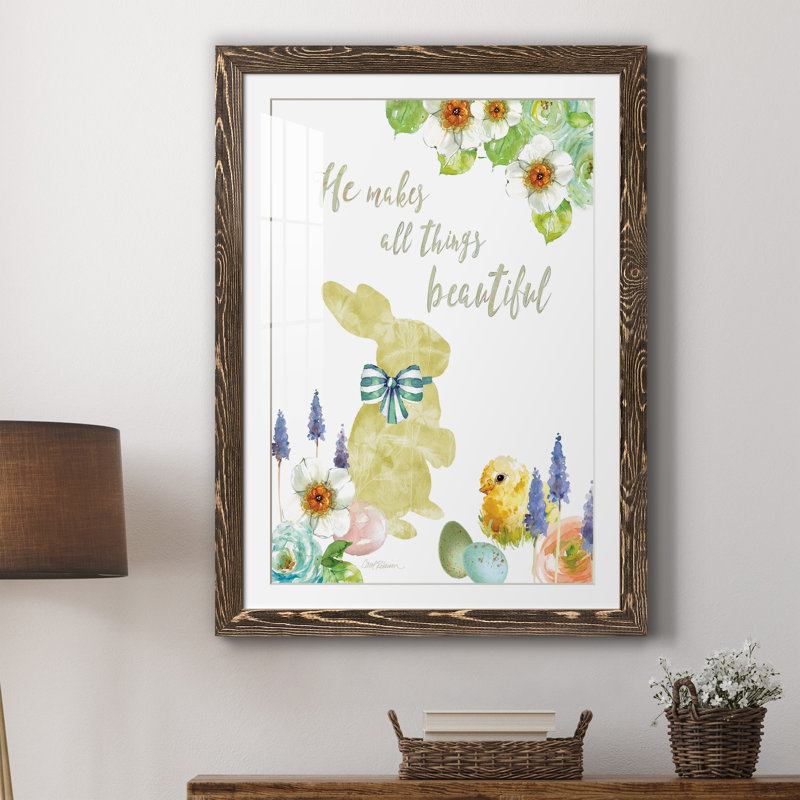 «All Things Bunny» - Reproduction encadrée sur papier, H 37,5 po x l 27,5 po x P 1,5 po, Noyer