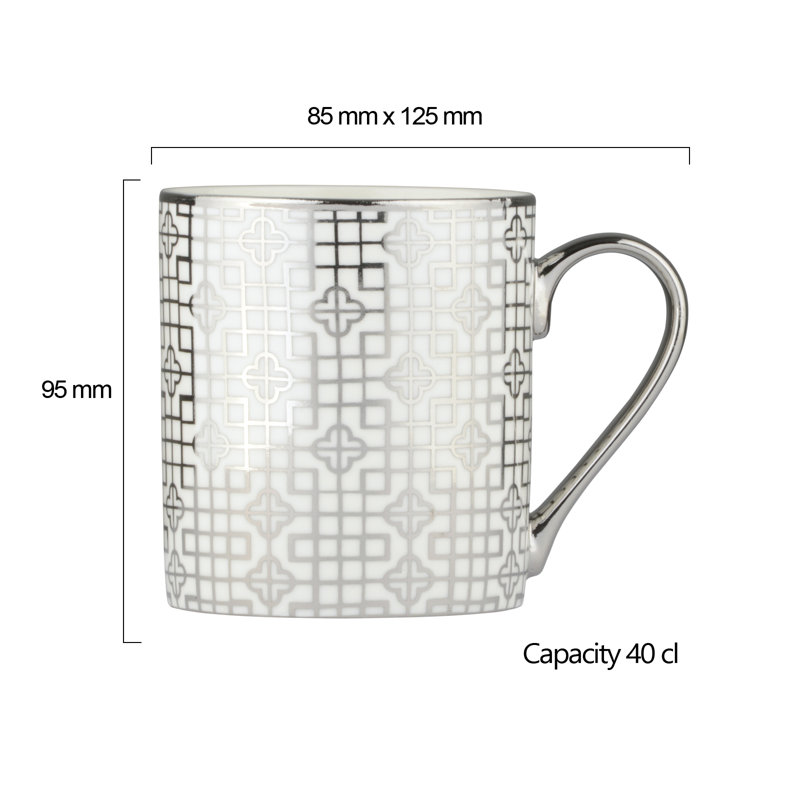 Bernella Porcelain Coffee Mug, Platinum