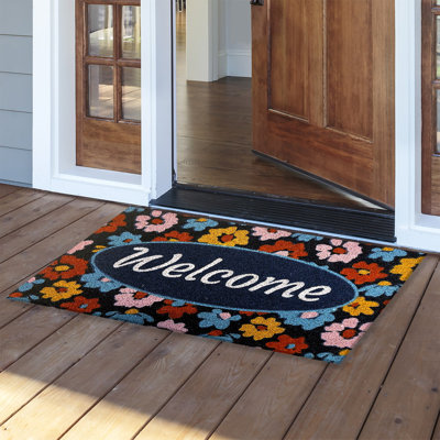 Welcome Floral Coir Doormat