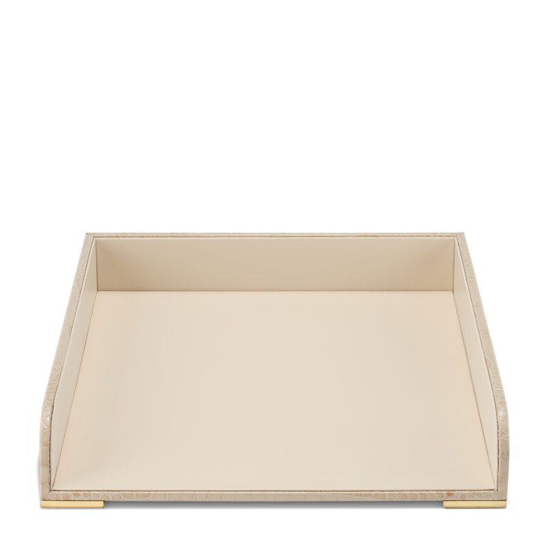 Classic Croc Leather Paper Tray, Fawn, Fawn