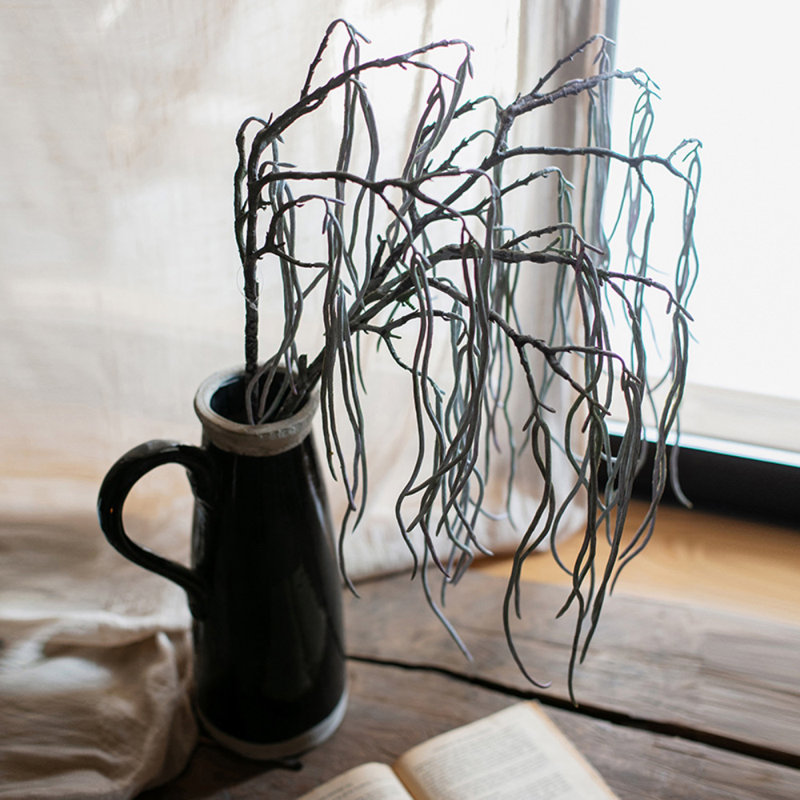 Branche d’herbe artificielle 29,5 "en vase, Gris blanc