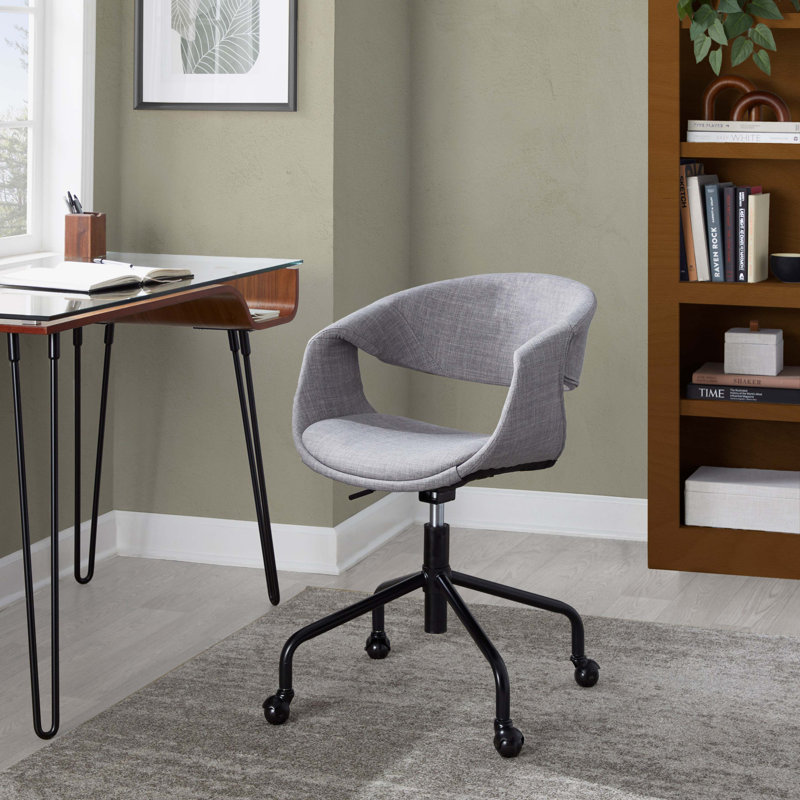 Chaise de travail en métal et tissu gris, Noir