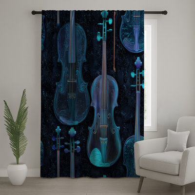 Violin Window Curtains, Music Sheer & Blockout Curtains - 1 Panel