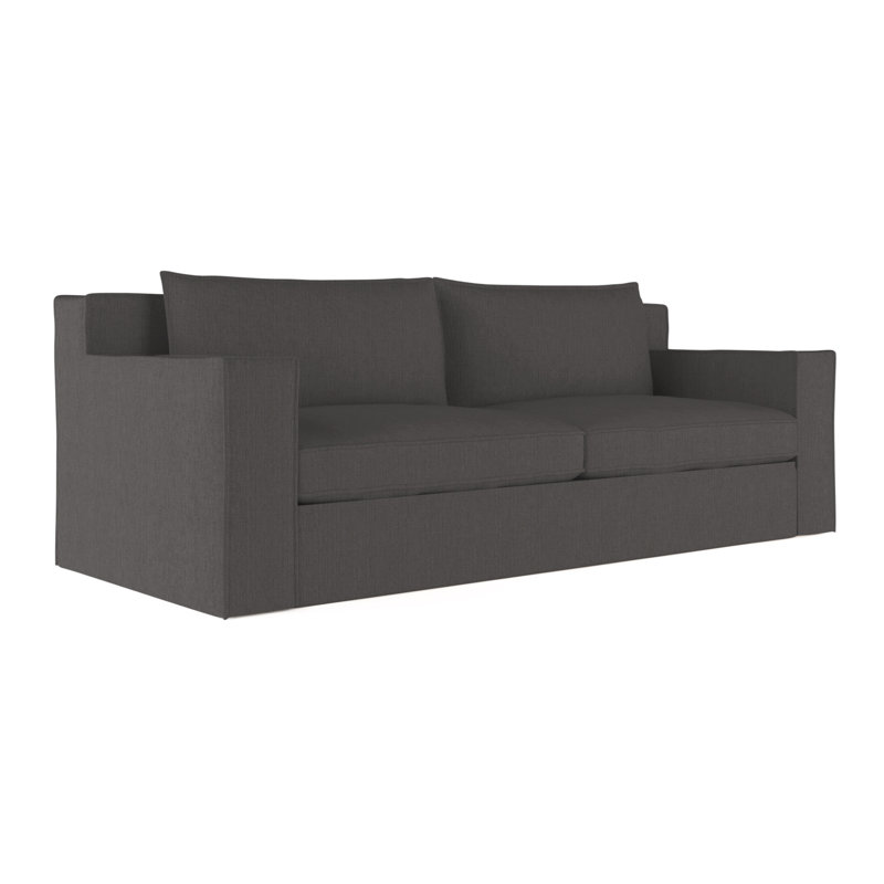 Canapé Mulberry, Lin graphite carré, H 33 po x l 84 po x p 45 po, Brun foncé