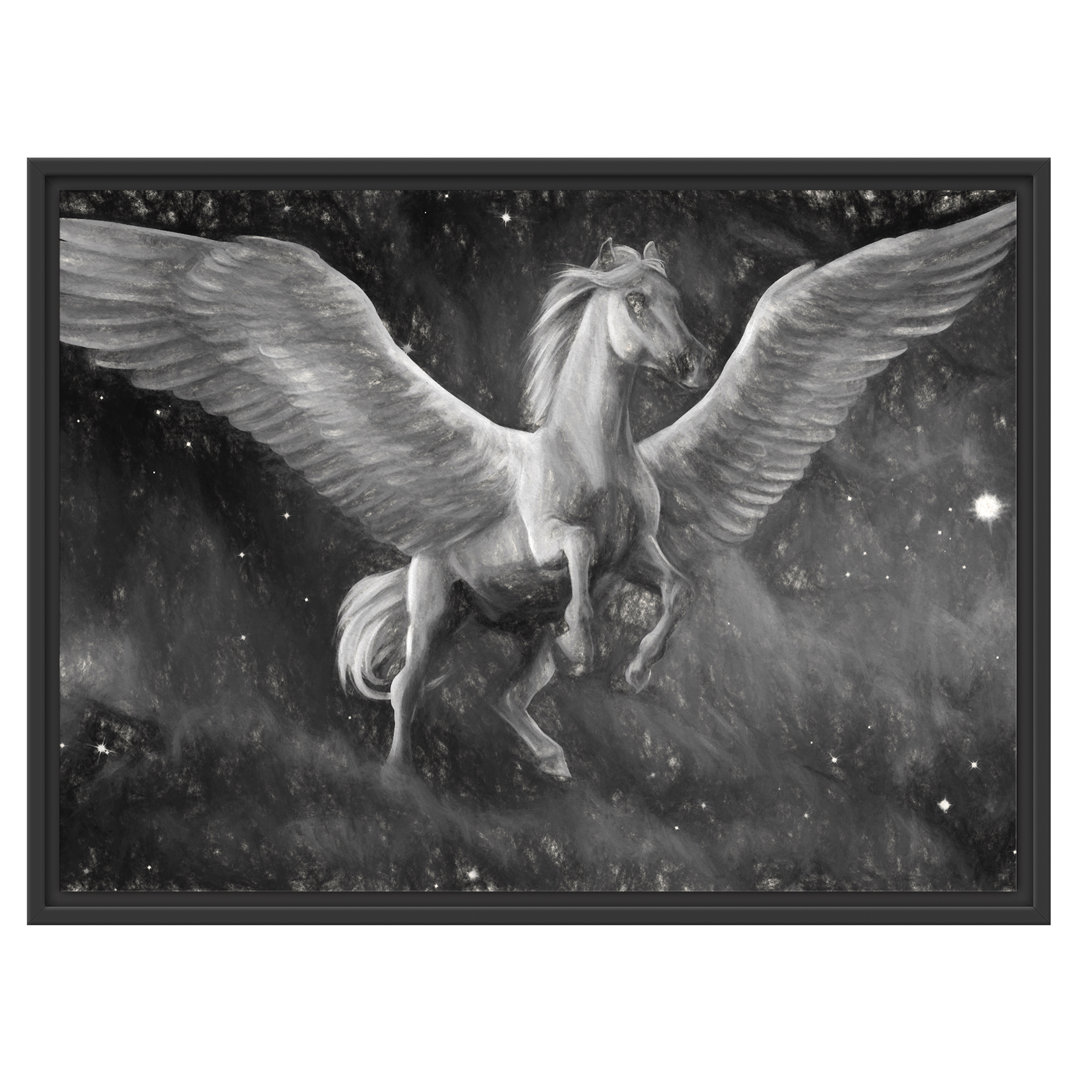 Gerahmtes Wandbild Pegasus mit Engelsflügel