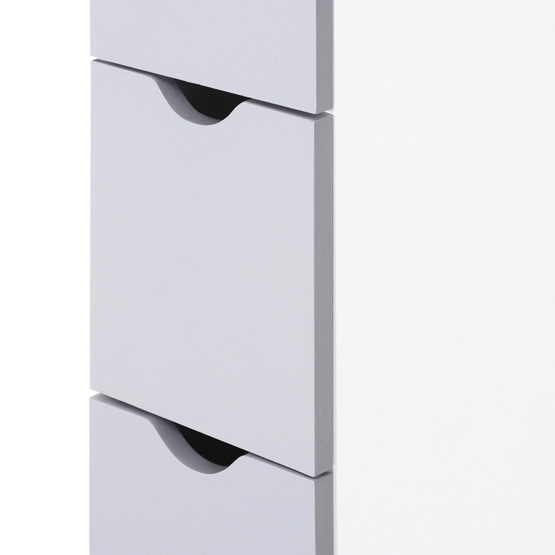 Armoire de salle de bain blanche 54 po - Tablette à 2 niveaux et tiroirs pour rangement compact H 53,75 po et rangement autoportant en lin étroit