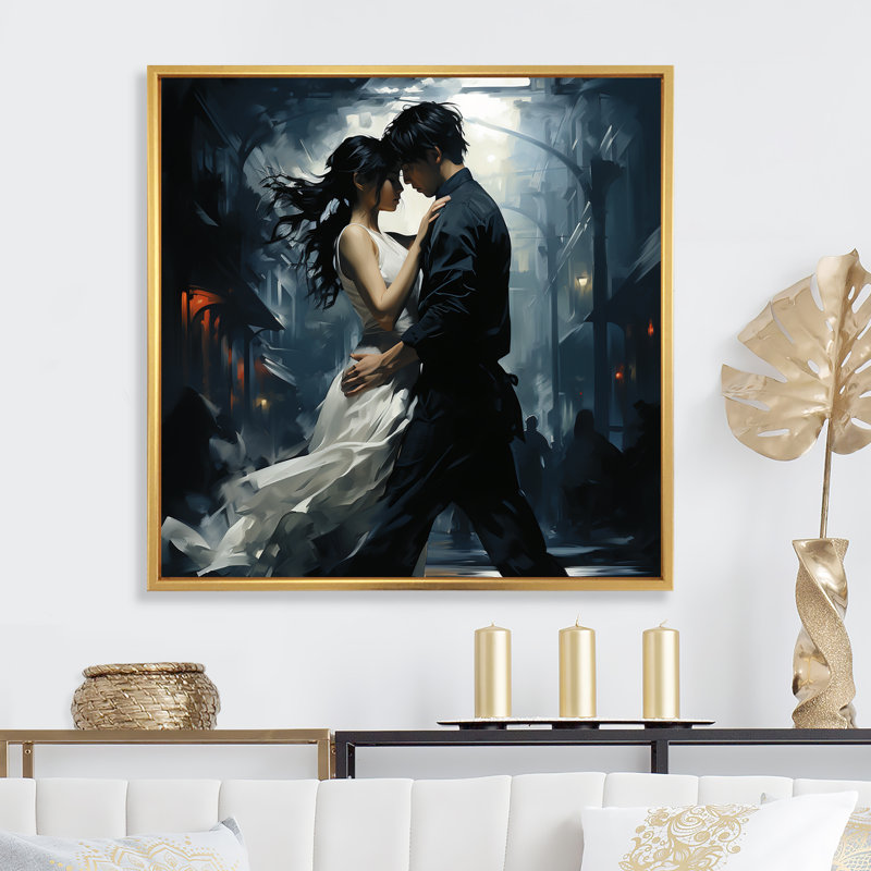 Danse valse au Japon I - art mural de danse, H 36 po x l 36 po x P 1,5 po, Cadre flottant doré