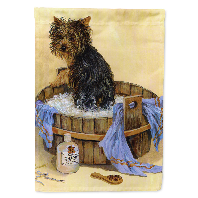 Drapeau de jardin en polyester à 2 côtés Graziello Bichon Frise Do It Better 1 x 0,11 pi, Yorkie heure du bain