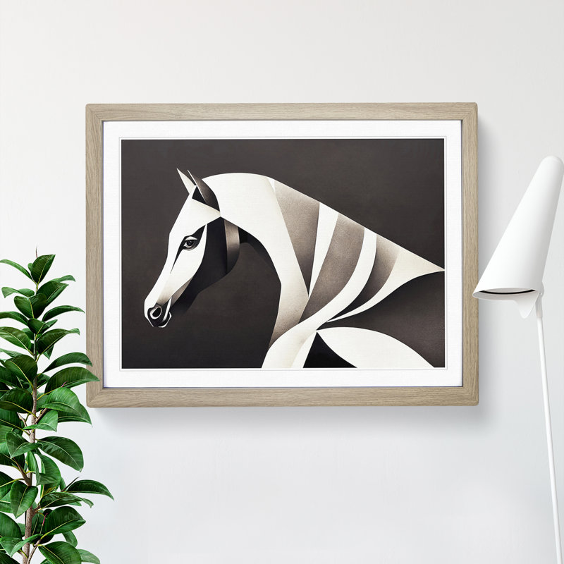 The Contemporary Horse Abstract - Single Picture Frame Print, 34cm H x 46cm W, Oak