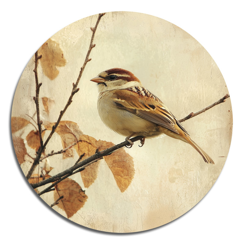 Josziah - reproduction d'art moderne en métal gris, oiseau mural rond en métal, H 29 po x l 29 po