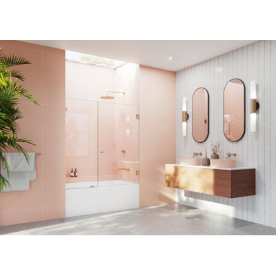 Illume 56.75 in. x 58.25 in. Fully Frameless Hinge Bathtub Door