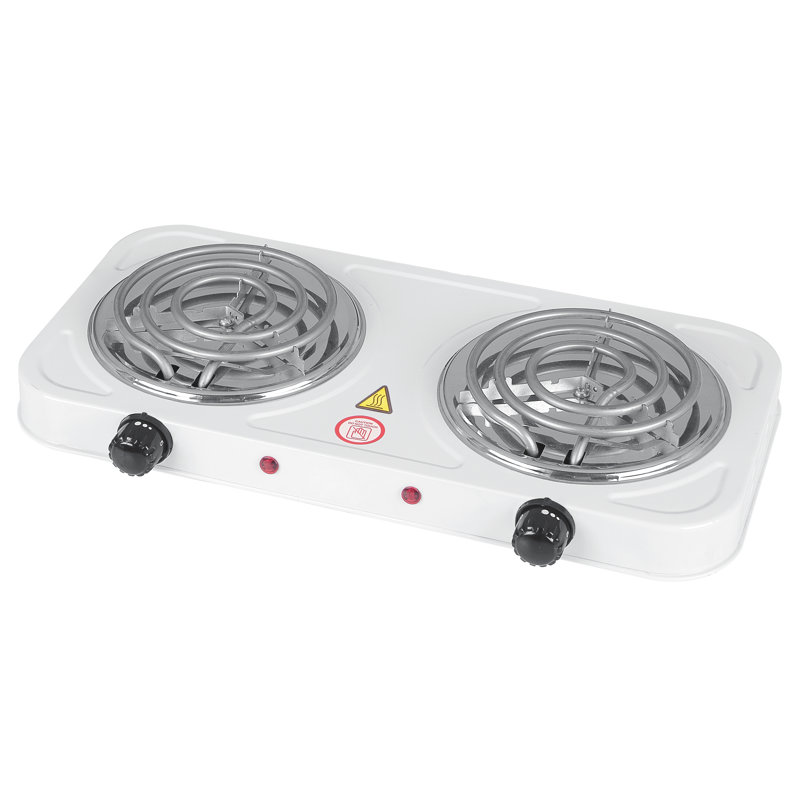 Plaque de cuisson électrique à deux brûleurs 5,5 po Emerald Compact and Portable, 2000W (2x1000W) - Blanc, Blanc