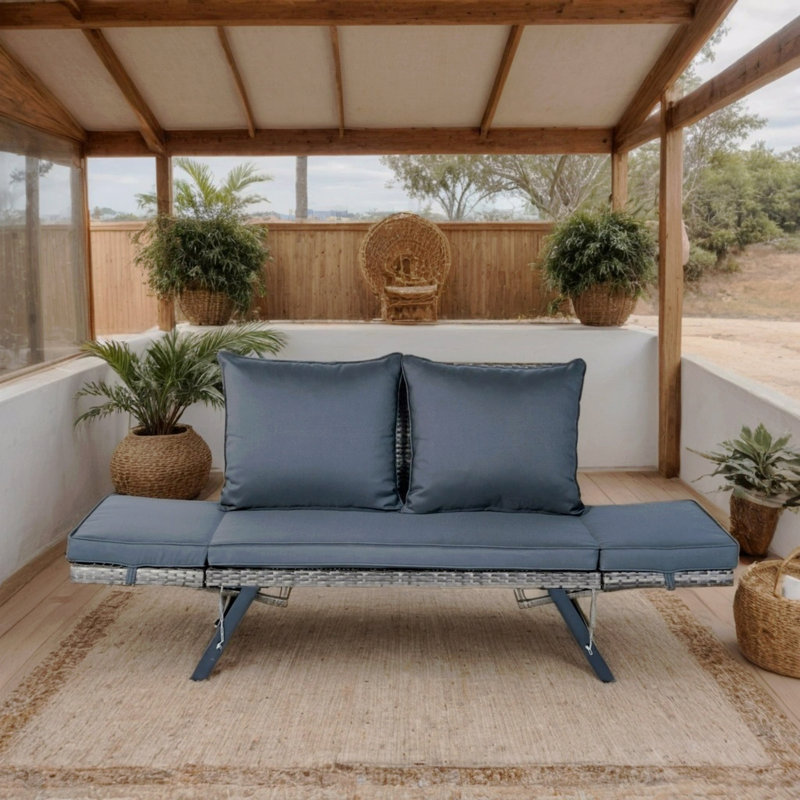 Banc de patio extérieur, banc de conversation pliable en osier pour cour arrière PE