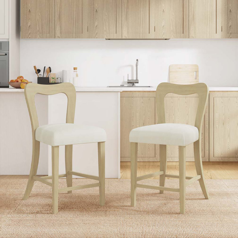 Tabouret de comptoir en bois massif, tabourets de bar, Bois de frêne naturel, Beige