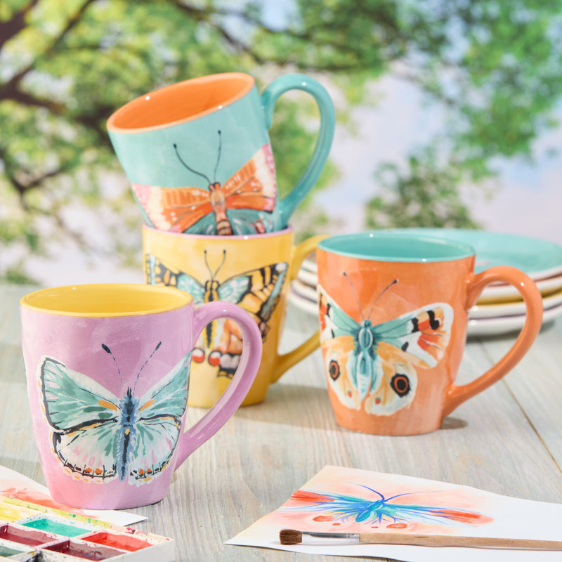 Ensemble de 4 tasses à papillons