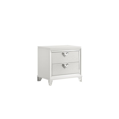 Table de chevet blanche avec DEL, 2 tiroirs et différents V - 2 poignées modernes à DEL en forme de V