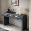 Console rustique avec devant cannelé, 2 tiroirs, coins arrondis et pieds épais-375891346