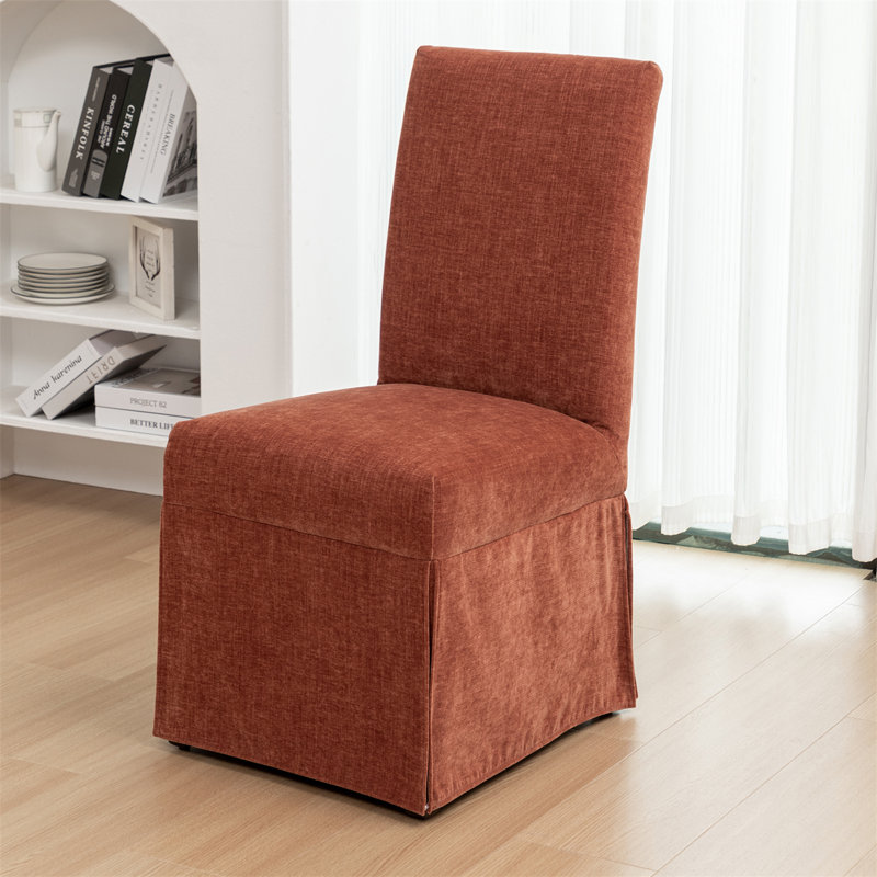 Chaise rembourrée avec motif à jupe, plusieurs couleurs et motifs disponibles, Rouge-brun