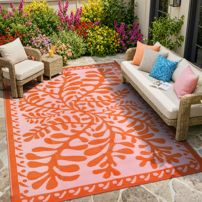 Reversible Waterproof Plastic Straw Outdoor Area Rug for Patio, Camping, Beach,RV & Pool Deck