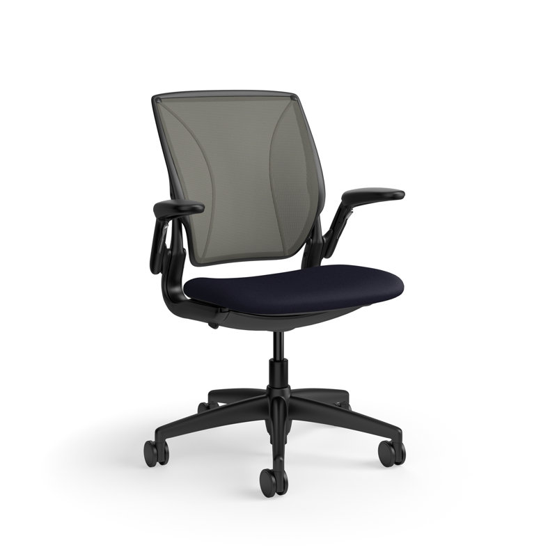 Fauteuil de travail ergonomique avec dossier Caraway World ML et siège rembourré Corde 4, Gris / bleu marine, Noir