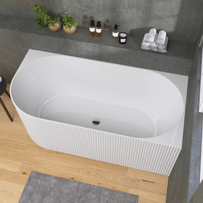 59" X 30" Corner Freestanding Soaking Acrylic Bathtub
