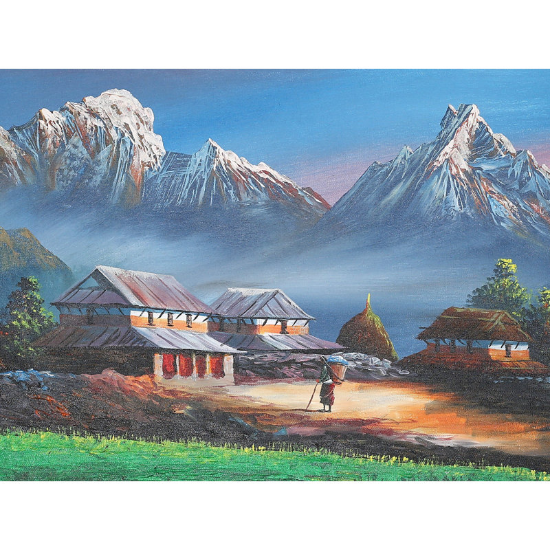 Annapurna himachali machapuchaire | Huile sur toile (avec cadre)