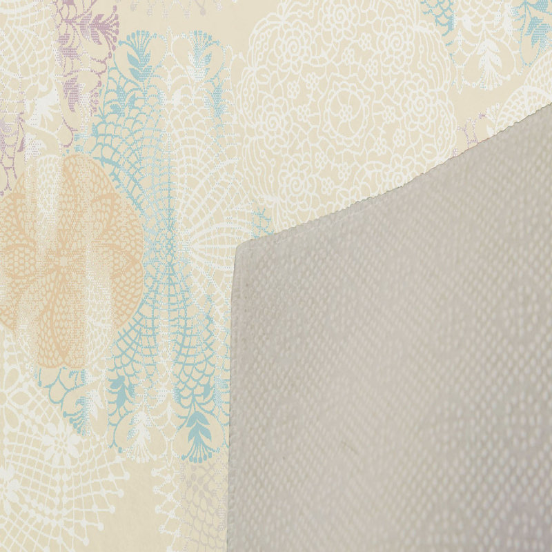 Tapis bleu / mauve / beige en polyester tissé à la machine Mckeel, Rectangle 3 pi 11 po x 5 pi 11 po
