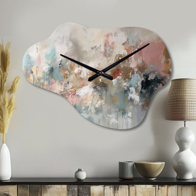 «Brushstroke Abstract Paint I - Abstract Collages», horloge murale asymétrique