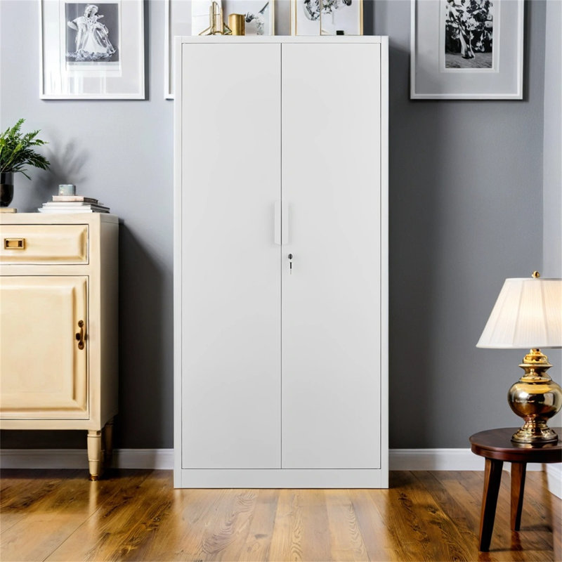 【72 Inch 2-Door White File Cabinet With Lock】– 4 Adjustable Shelves, Heavy-Duty Steel For Commercial/Home Office & Legal/Letter Storage