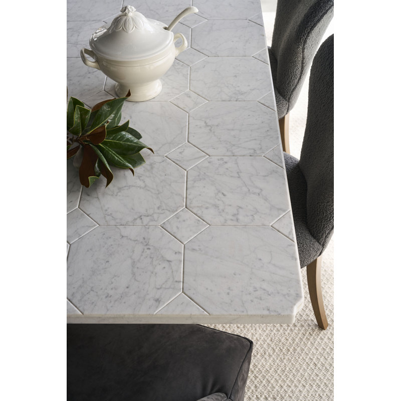 Tara Shaw Dining Table, 30"H x 120"L x 42"W, White/Gray