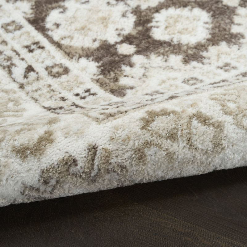 Leuchte 5'3" x 7' Ivory Brown Vintage Indoor Rug, Rectangle 5'3" x 7'