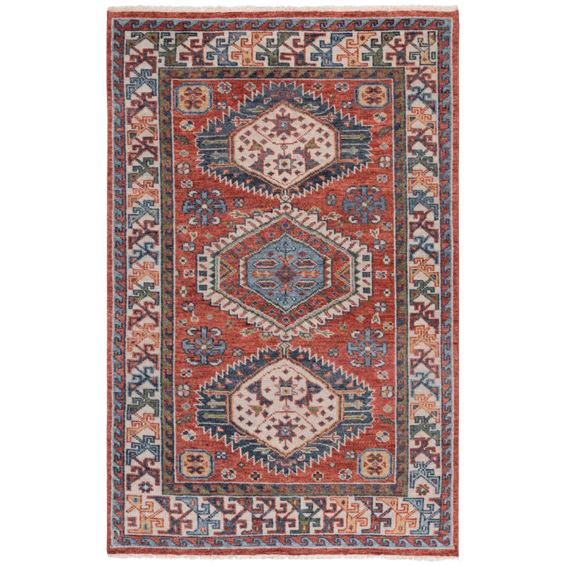 Samarkand 119 Area Rug In Red / Beige, Rectangle 6' x 9'