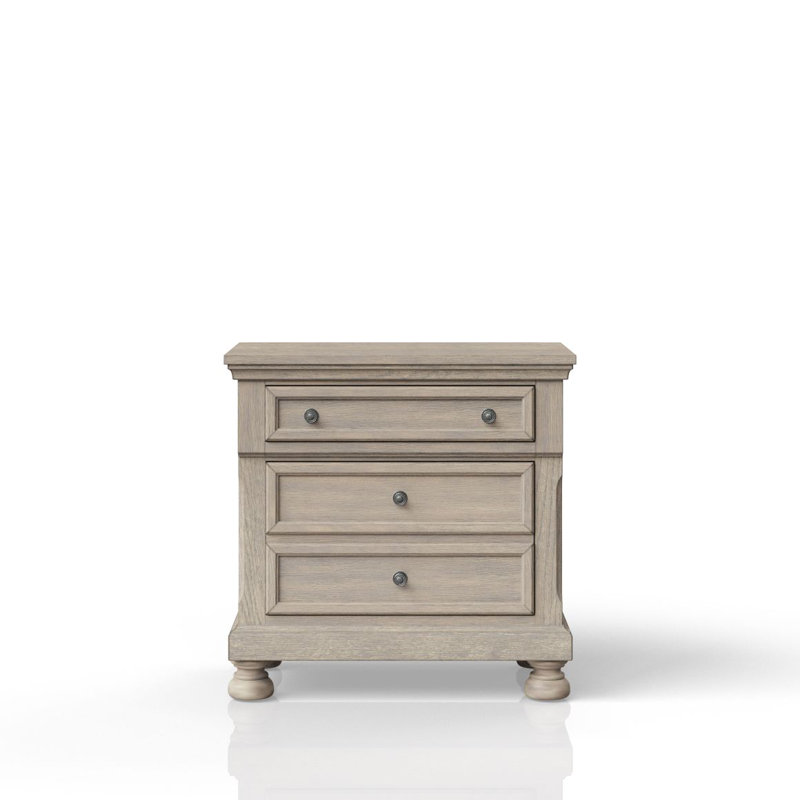 Antique Grey Nightstand Two Drawer