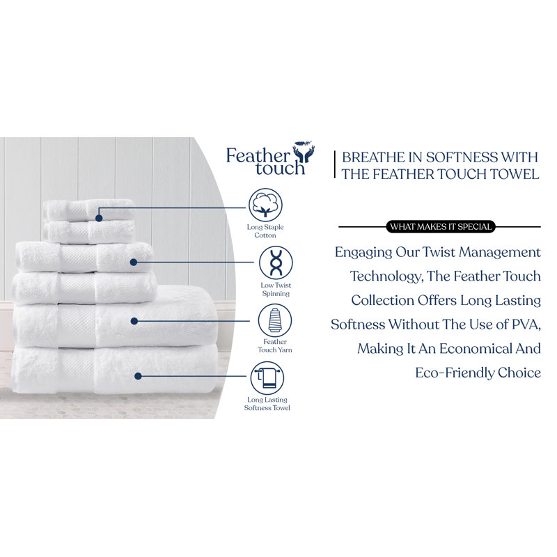 Ensemble de serviettes de bain 100% coton 100% coton luxueusement moelleux Certifié GOTS et OEKO-TEX, Blanc