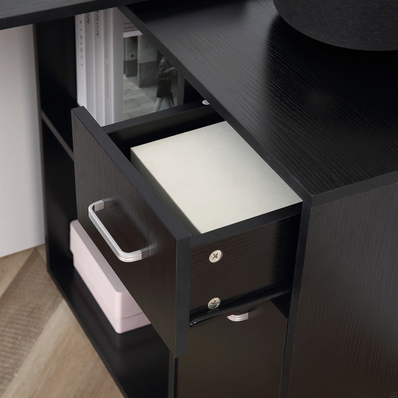 Gunfried L-Shaped Computer Desk, Black