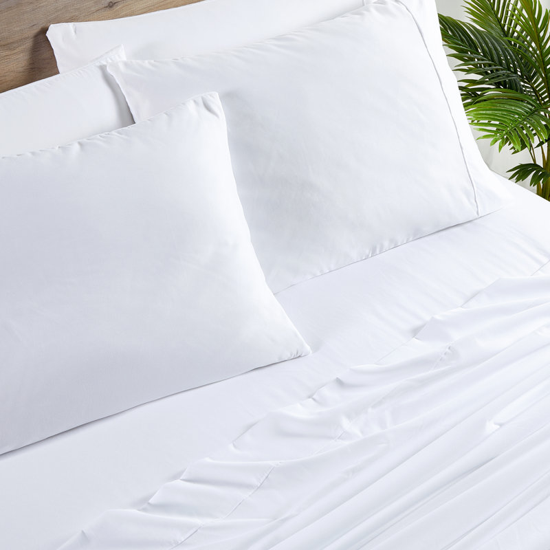 Luxurious White Bamboo Queen Sheet Set with Microfiber