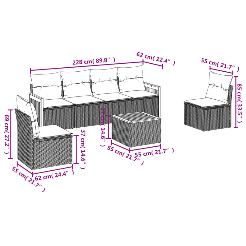 Vidaxl Garden Sofa Set Grey