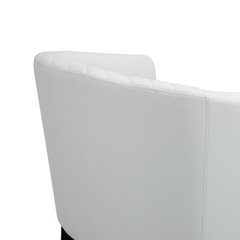 Edvardas 73.9 Cm Wide Tufted Barrel Chair, White Faux Leather