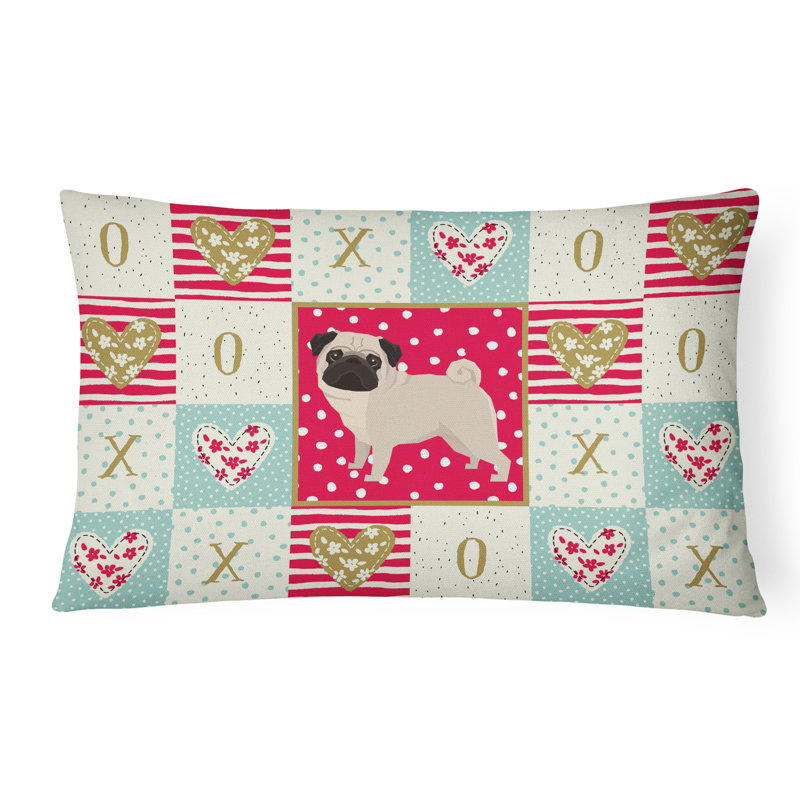  Coussin d'extérieur rectangulaire avec rembourrage Pug Love