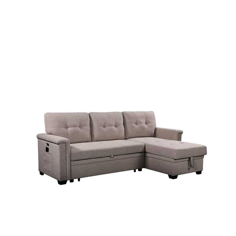 Reversible Sectional With Ports, Storage & 84" Width Sleeper, Ports 46" Wide Chaise