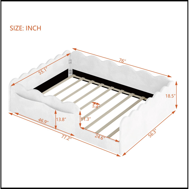 Lit double tapissier sur pied, Blanc