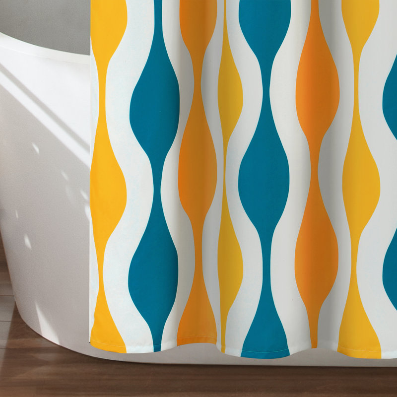 Rideau de douche simple Mid-Century, Turquoise / Orange