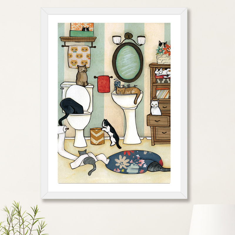 The Big Black Cat» par Jamie Morath-impression d’art graphique, H 32 po x l 24 po x P 1 po, Papier avec cadre blanc