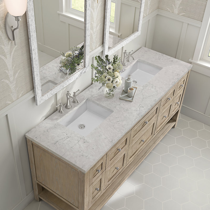 Breckenridge 72'' W Double Vanity, Whitewashed Oak, Eternal Jasmine Pearl
